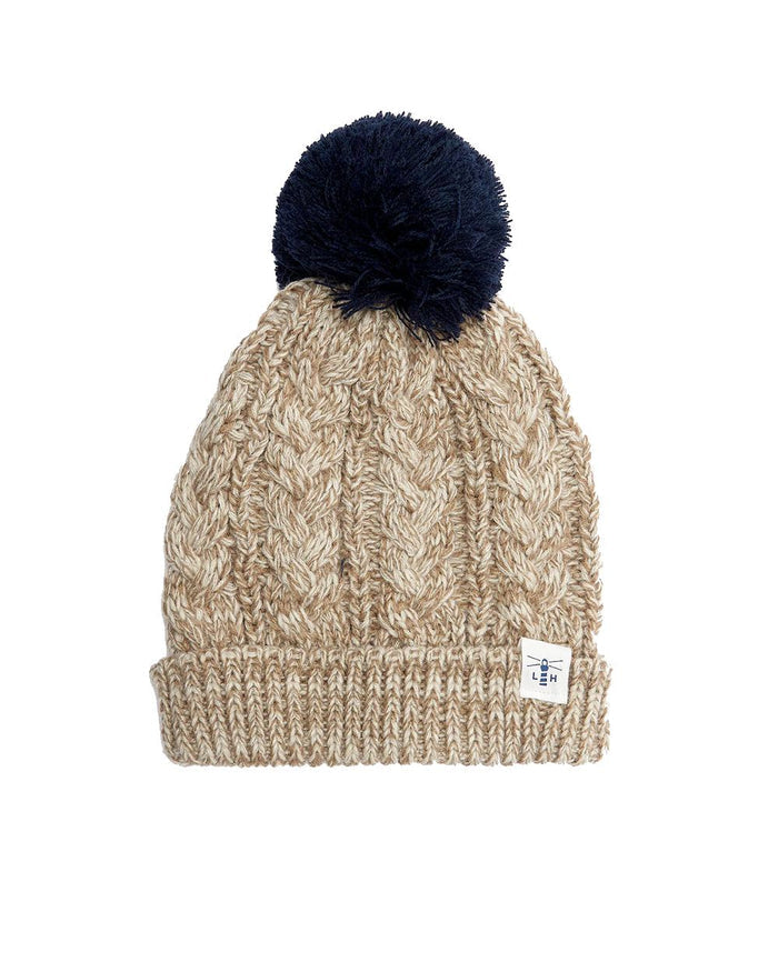 Lighthouse Hannah Bobble Hat in Almond/Navy #colour_almond-navy
