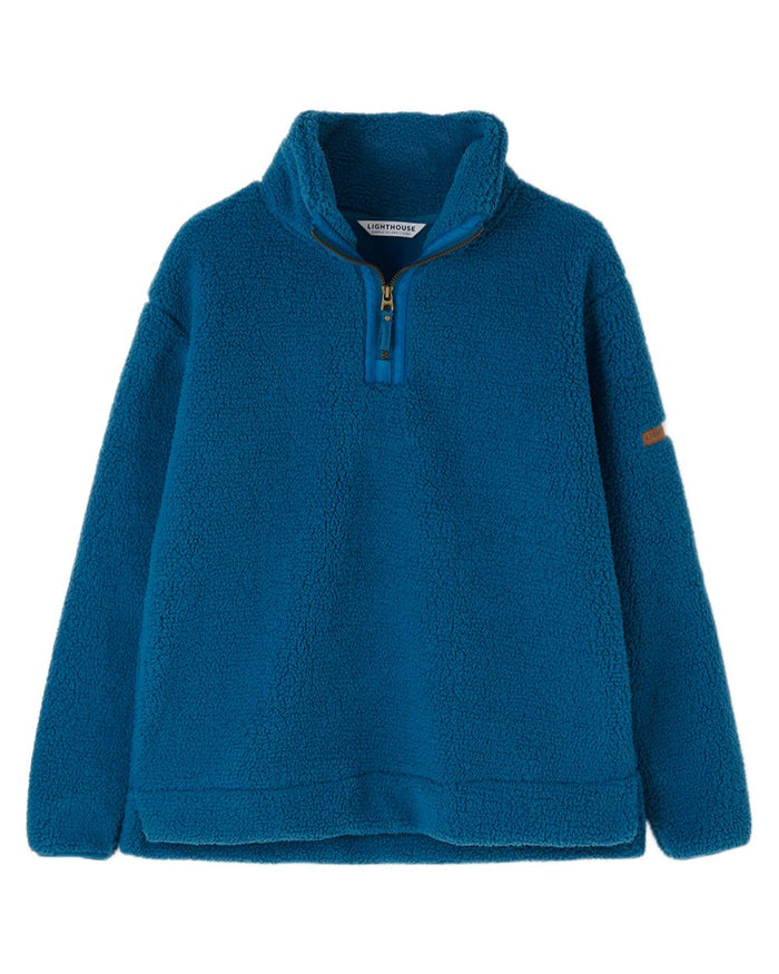 Teal coloured Lighthouse Ladies Coast Half Zip Fleece Sweater on white background #colour_teal