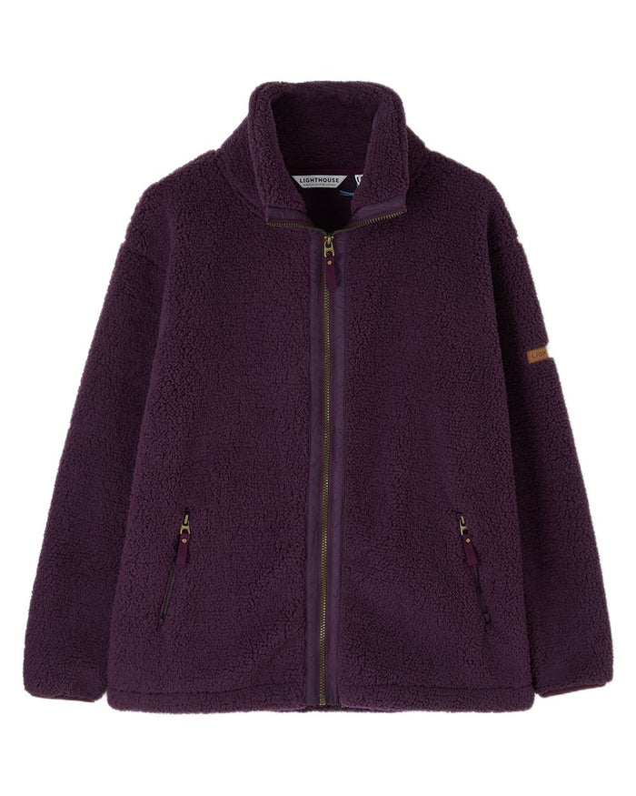Cranberry coloured Lighthouse Ladies Cobh Full Zip Fleece Jacket on white background #colour_cranberry