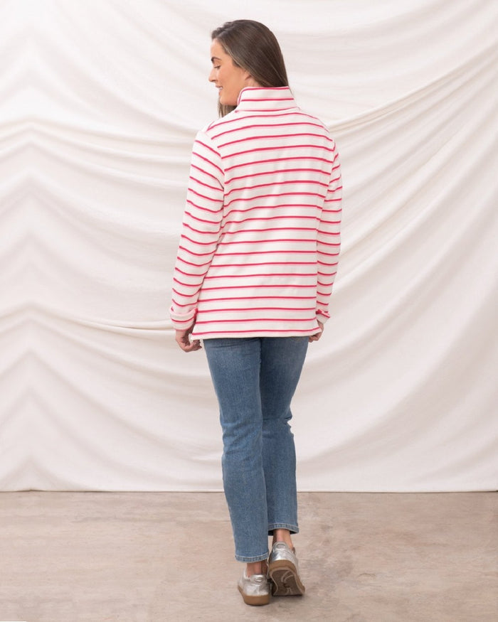 Pink Stripe coloured Lighthouse Ladies Haven Jersey on curtain background #colour_pink-stripe