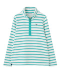 Soft Teal Stripe coloured Lighthouse Ladies Shore Sweatshirt on white background #colour_soft-teal-stripe