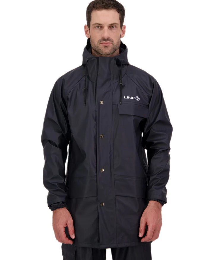 Navy Coloured Line 7 Mens Aqua Max Waterproof Jacket on white background #colour_navy