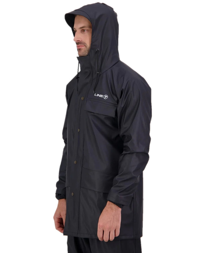 Navy Coloured Line 7 Mens Aqua Max Waterproof Jacket on white background #colour_navy