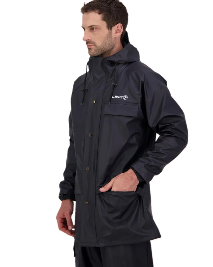 Navy Coloured Line 7 Mens Aqua Max Waterproof Jacket on white background #colour_navy
