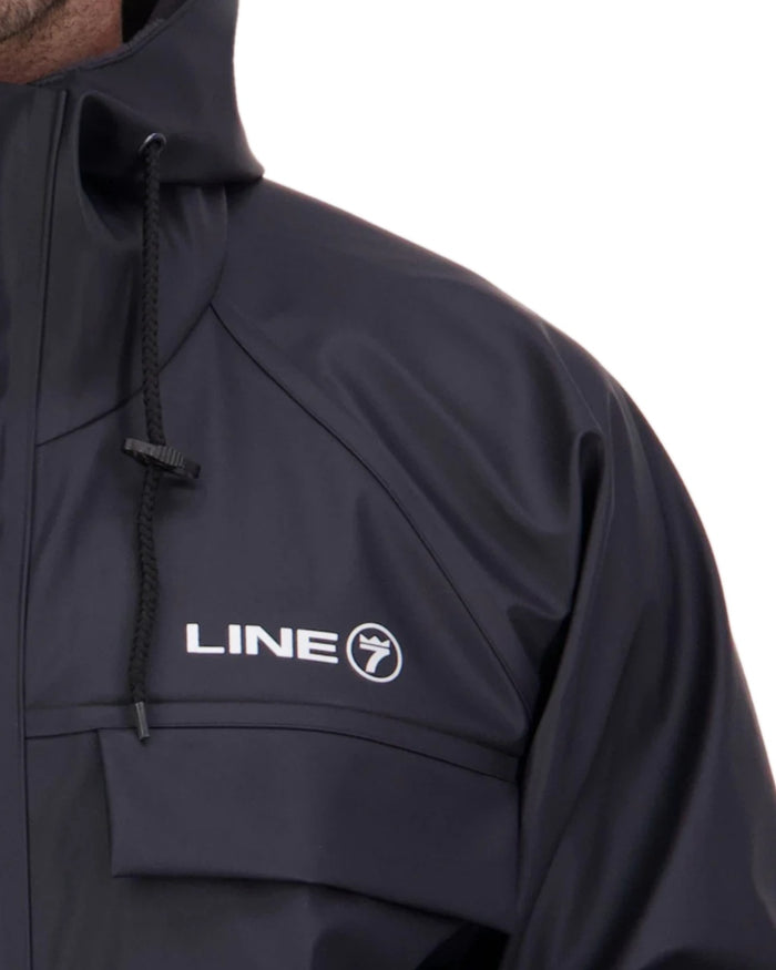 Navy Coloured Line 7 Mens Aqua Max Waterproof Jacket on white background #colour_navy