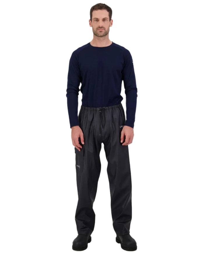 Navy Coloured Line 7 Mens Aqua Max Waterproof Overtrouser on white background #colour_navy