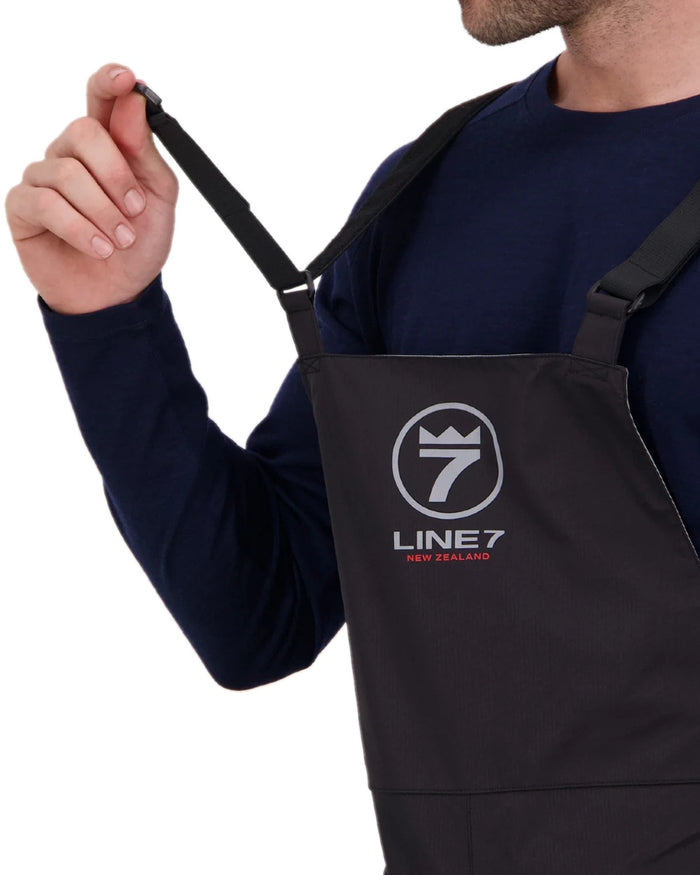Black Coloured Line 7 Mens Storm Pro 20 Bib Pant V2 on white background #colour_black