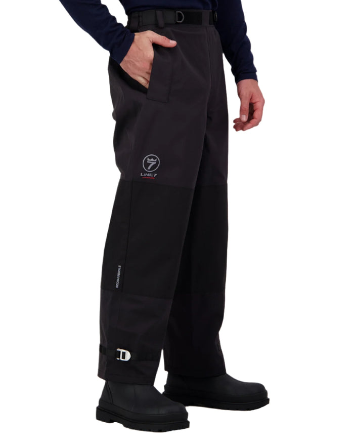 Black coloured Line 7 Mens Territory Storm Pro20 Waterproof Overtrouser on white background #colour_black
