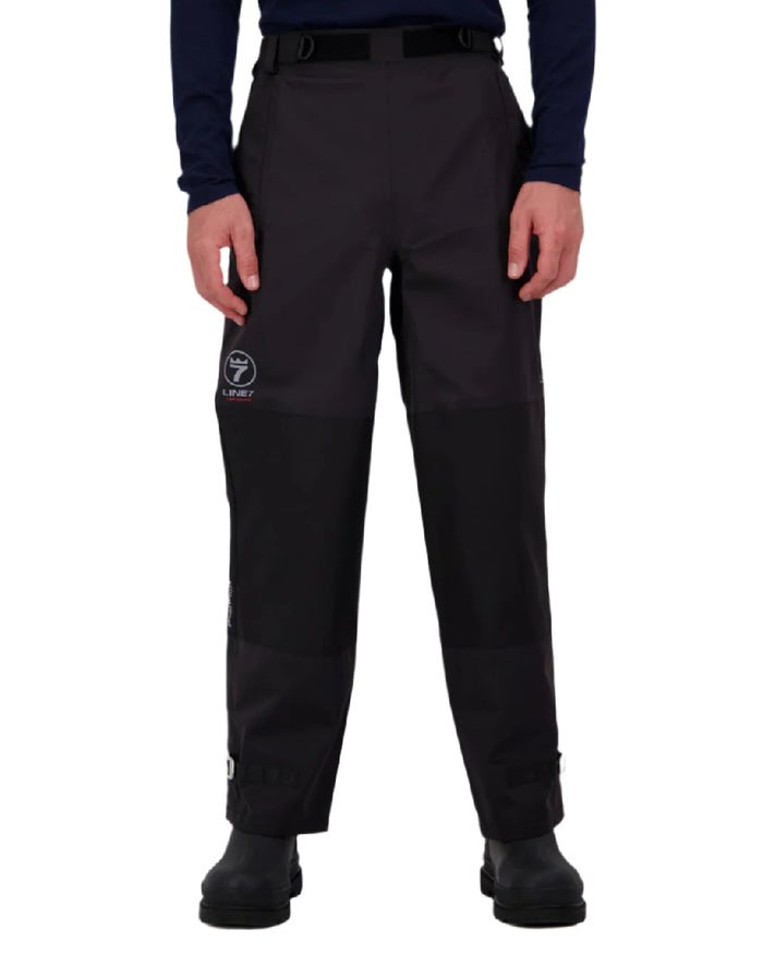 Black coloured Line 7 Mens Territory Storm Pro20 Waterproof Overtrouser on white background #colour_black