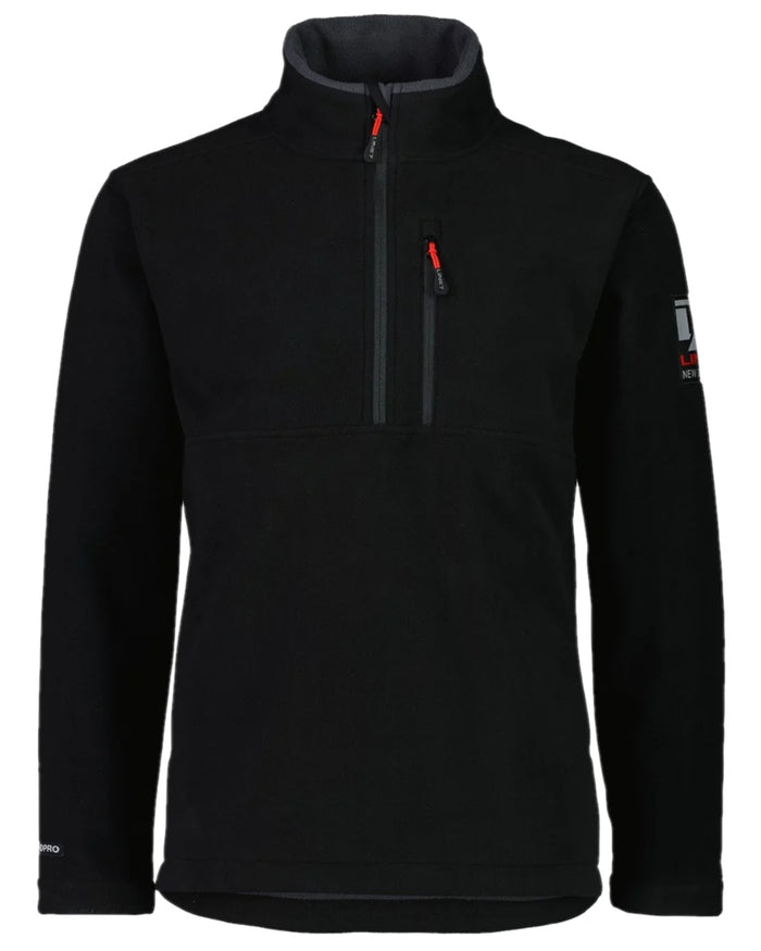 Black Coloured Line 7 Mens Territory Wind Pro Half Zip Fleece Jacket on white background #colour_black