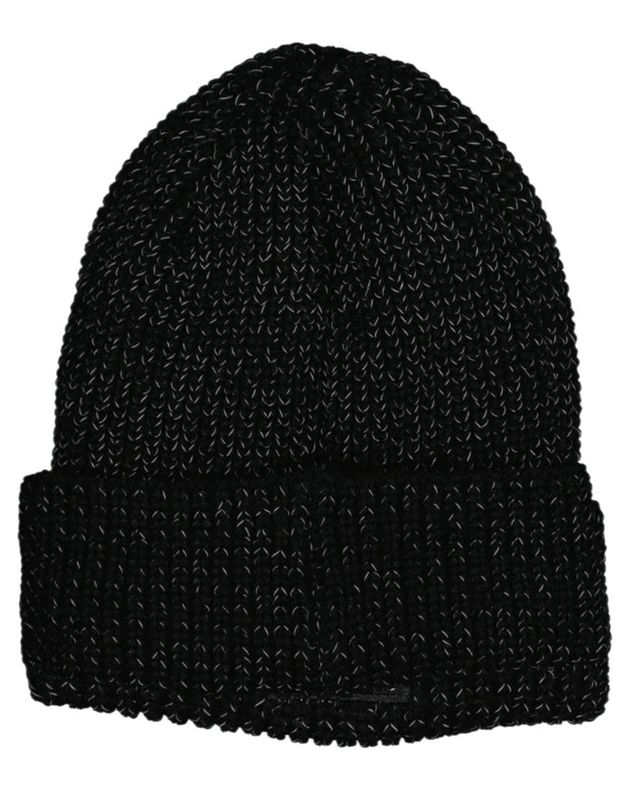 Black Silver Coloured Line 7 Reflective Beanie on white background #colour_black-silver