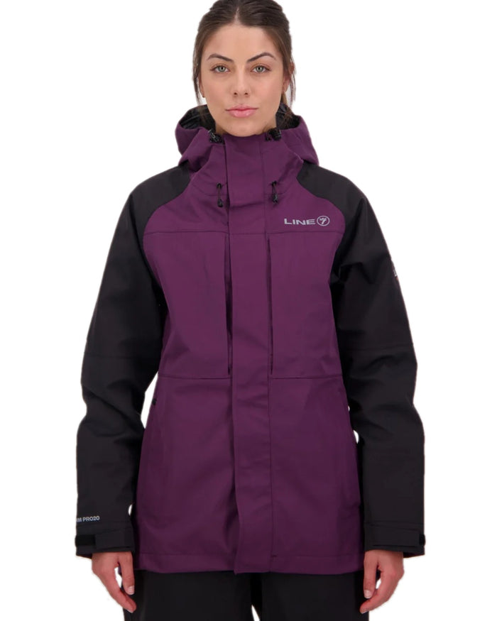 Blackberry Black Colour Line 7 Womens Territory Storm Pro20 Waterproof Jacket on white background #colour_blackberry-black