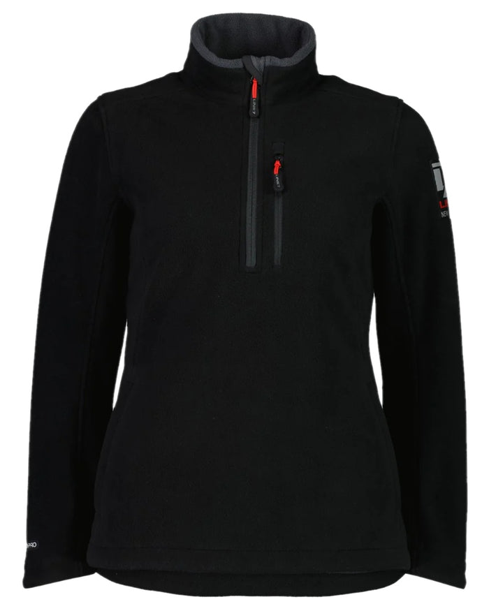 Black Coloured Line 7 Womens Territory Wind Pro Half Zip Fleece Jacket on white background #colour_black