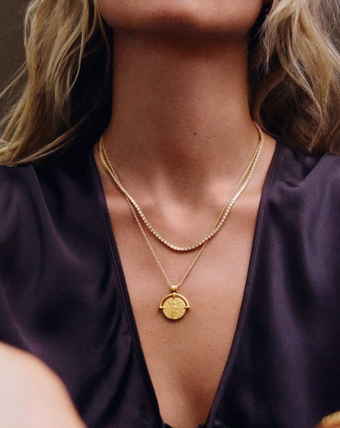 Lucy Williams Medium Engravable Roman Arc Coin Necklace | 18ct Gold Plated Necklaces Missoma