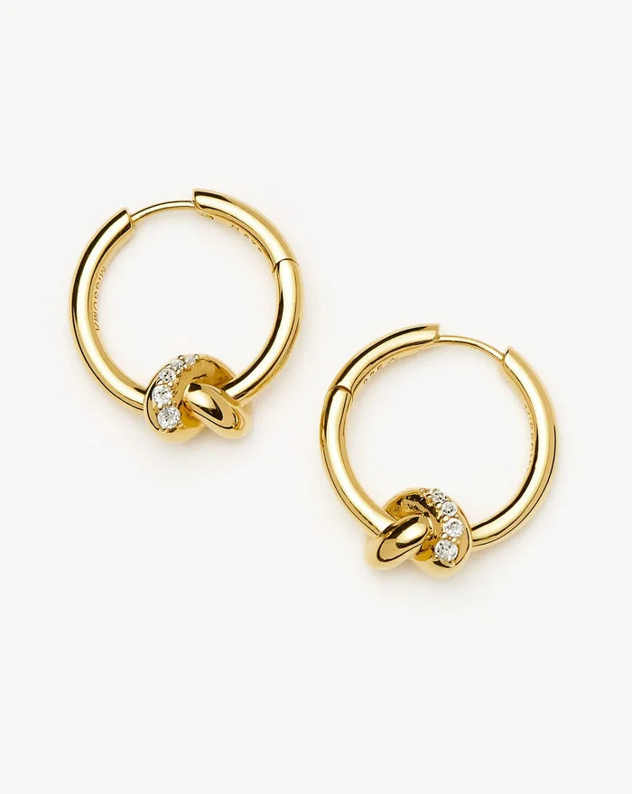 Lucy Williams Pavé Knot Small Hoop Earrings | 18ct Gold Plated Earrings Missoma