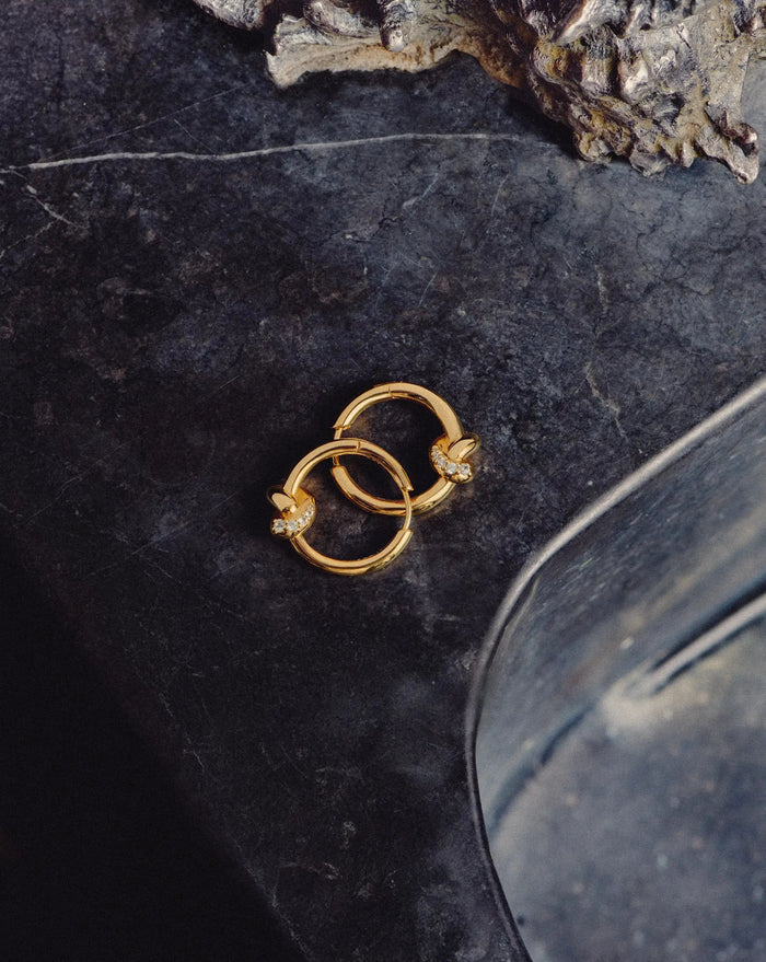 Lucy Williams Pavé Knot Small Hoop Earrings | 18ct Gold Plated Earrings Missoma