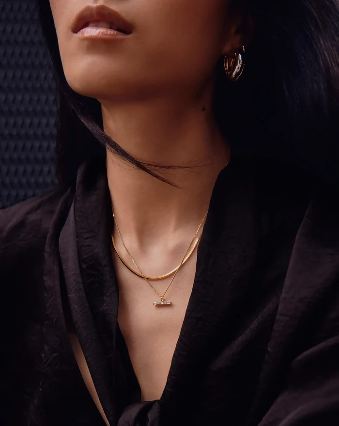 Lucy Williams T-Bar Stone Pendant Necklace | 18ct Gold Vermeil Necklaces Missoma