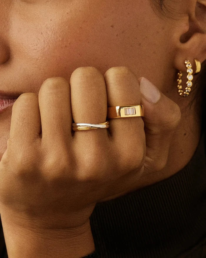 Lucy Williams Triple Stone Chunky Ring | 18ct Gold Plated Rings Missoma