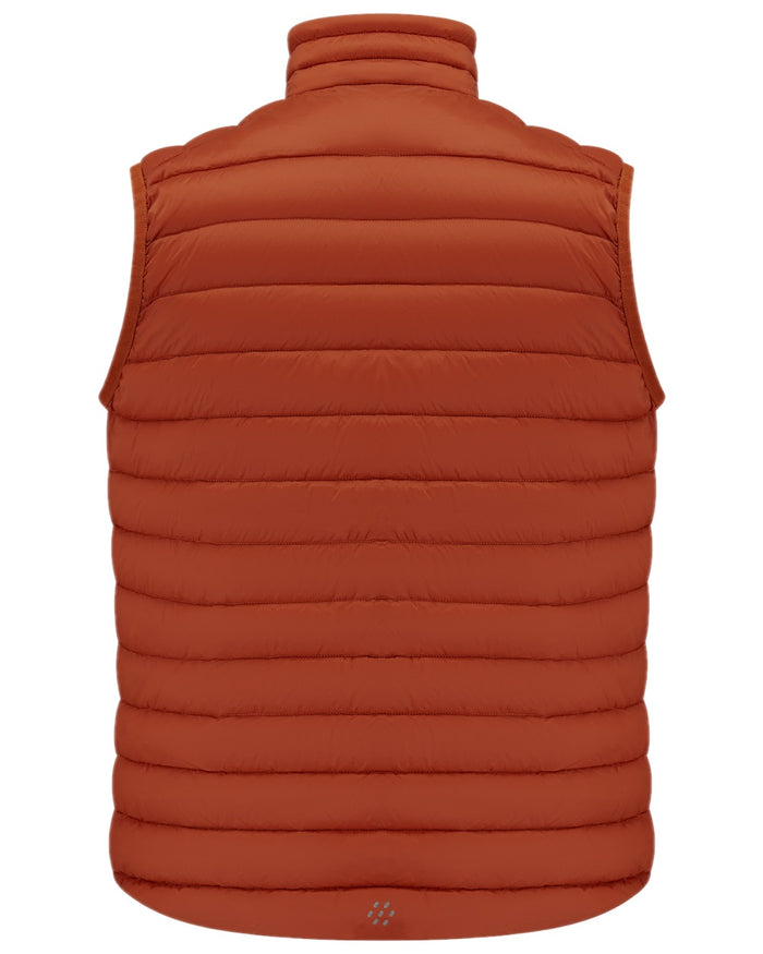 Burnt Orange Coloured Mac In A Sac Mens Synergy Gilet on white background #colour_burnt-orange