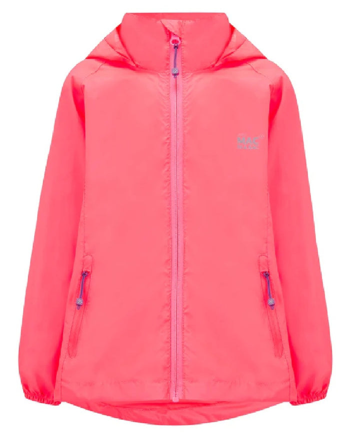 Neon Watermelon Coloured Mac In A Sac Mini Origin Packable Waterproof Jacket Neon on white background #colour_neon-watermelon