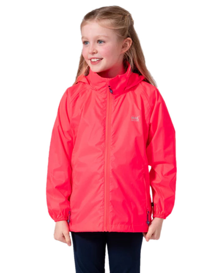 Neon Watermelon Coloured Mac In A Sac Mini Origin Packable Waterproof Jacket Neon on white background #colour_neon-watermelon