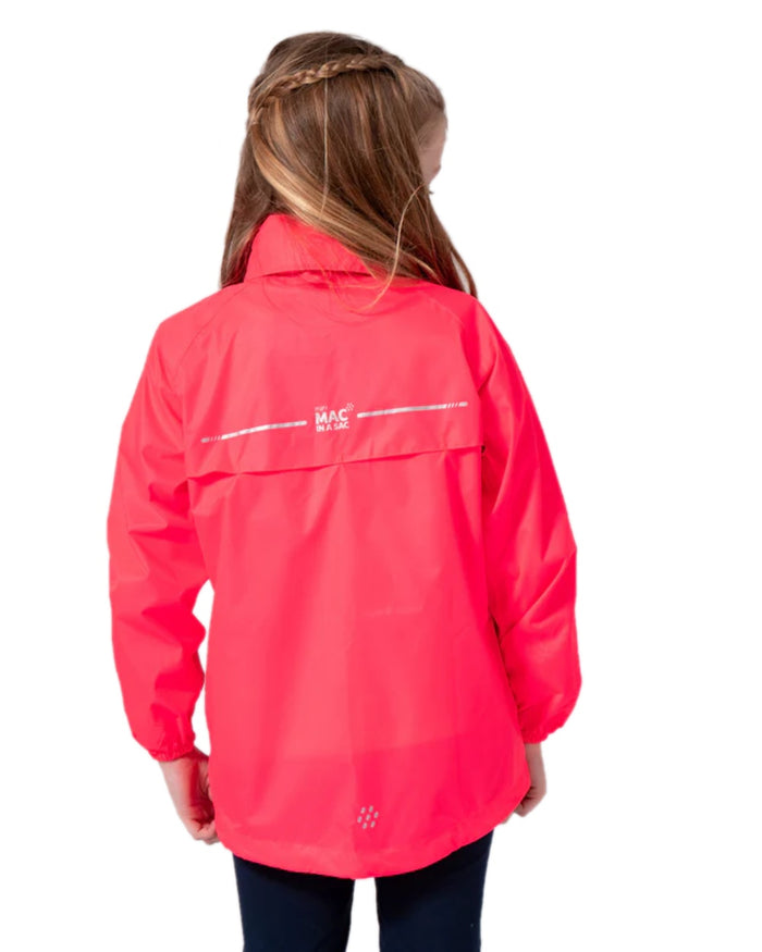 Neon Watermelon Coloured Mac In A Sac Mini Origin Packable Waterproof Jacket Neon on white background #colour_neon-watermelon