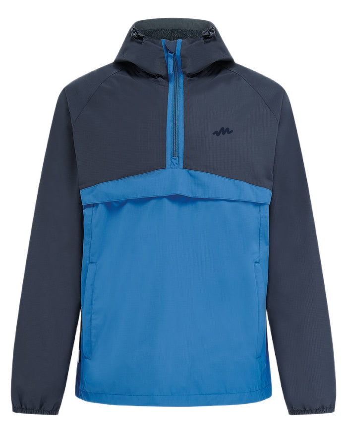 Navy Blue coloured Mac In A Sac Nomad Waterproof Half Zip Jacket on white background #colour_navy-blue
