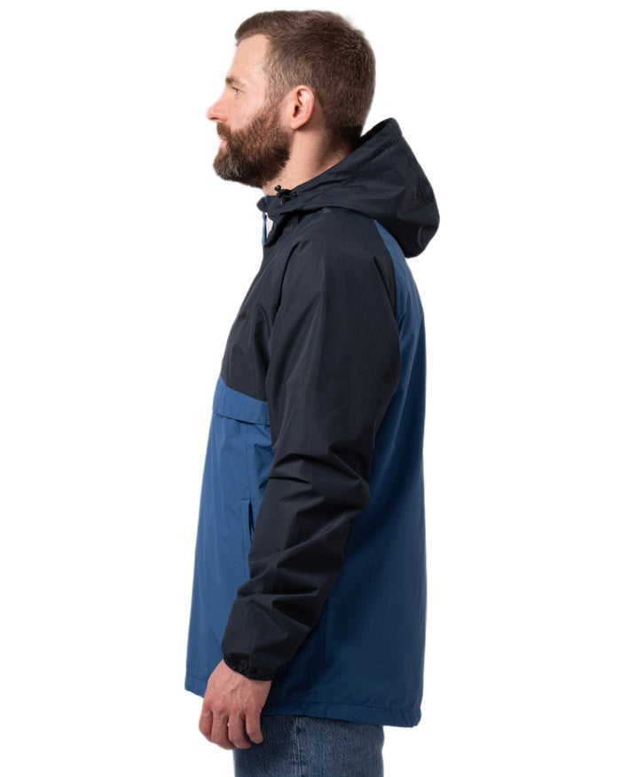 Navy Blue coloured Mac In A Sac Nomad Waterproof Half Zip Jacket on white background #colour_navy-blue
