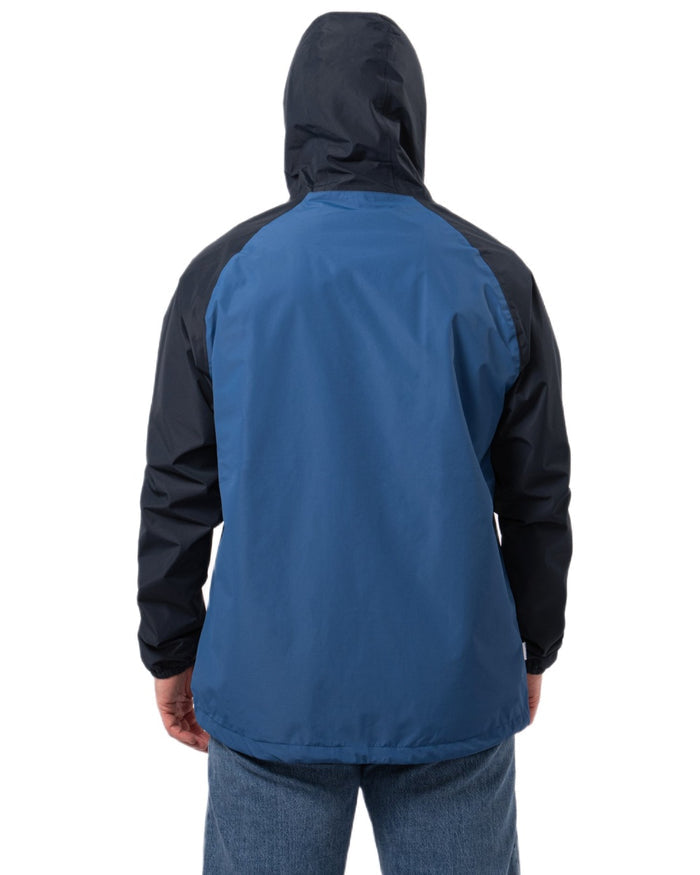 Navy Blue coloured Mac In A Sac Nomad Waterproof Half Zip Jacket on white background #colour_navy-blue