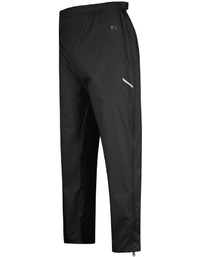 Black coloured Mac In A Sac Origin Packable Full Zip Overtrousers on white background #colour_black