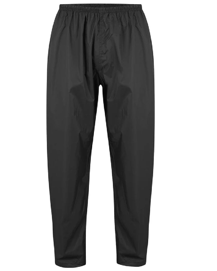 Black coloured Mac In A Sac Origin Packable Waterproof Overtrousers on white background #colour_black
