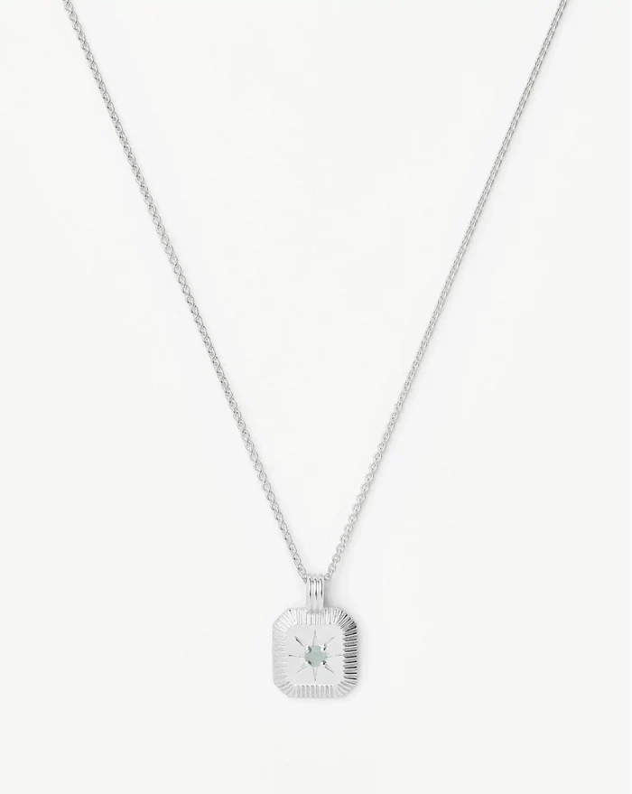 March Birthstone Pendant Necklace | Dyed Aqua Chalcedony/March Necklaces Missoma