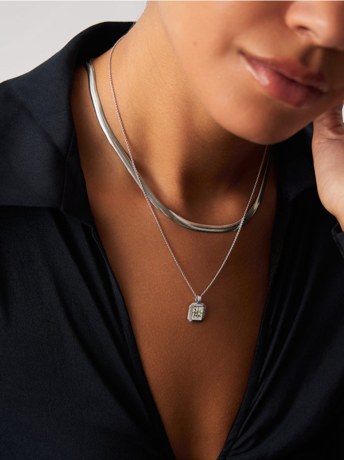 Star Ridge Birthstone Pendant Necklace - Dyed Aqua Chalcedony/March Necklaces Missoma