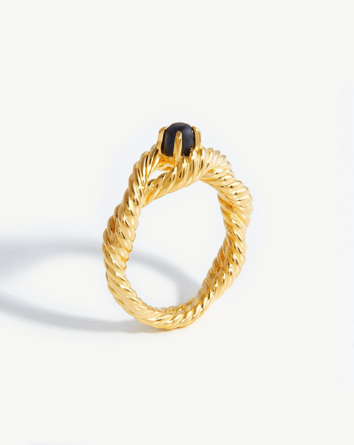 Marina Double Rope Gemstone Ring | 18ct Gold Plated Vermeil/Black Onyx Rings Missoma
