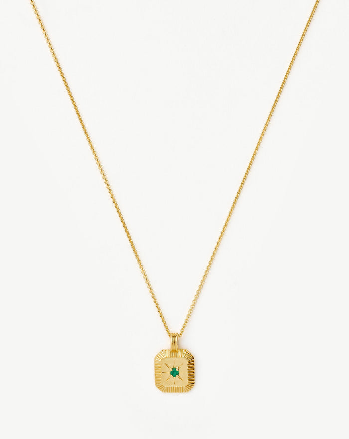 Star Ridge Birthstone Pendant Necklace | 18ct Gold Vermeil/Dyed Green Chalcedony Necklaces Missoma