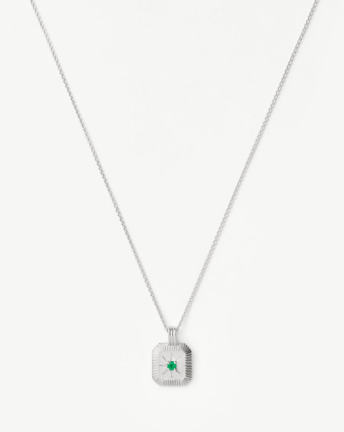 Star Ridge Birthstone Pendant Necklace - Dyed Green Chalcedony/May Necklaces Missoma