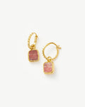 Mini Pyramid Charm Hoop Earrings | 18ct Gold Plated Vermeil/Rhodochrosite Earrings Missoma