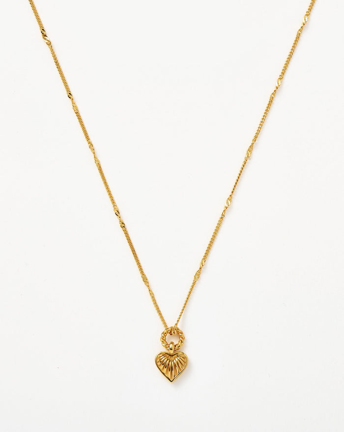 Mini Ridge Heart Charm Pendant Necklace | 18ct Gold Plated Necklaces Missoma