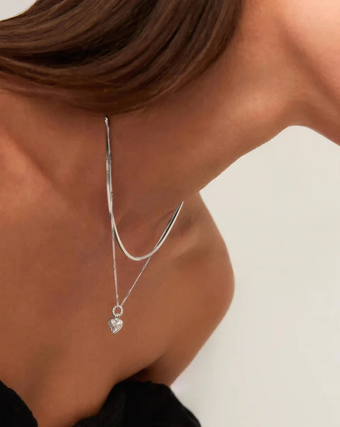 Mini Ridge Heart Charm Pendant Necklace | Sterling Silver Necklaces Missoma