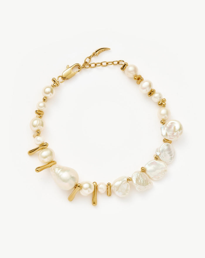 Mixed Pearl Statement Beaded Bracelet | 18ct Gold Plated/Pearl Bracelets Missoma
