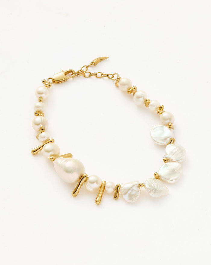 Mixed Pearl Statement Beaded Bracelet | 18ct Gold Plated/Pearl Bracelets Missoma