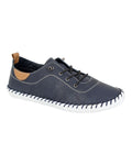 Navy Blue  Coloured Mod Comfys Womens Elastic Lace Up Comfort Shoes on White Background
#colour_navy-blue