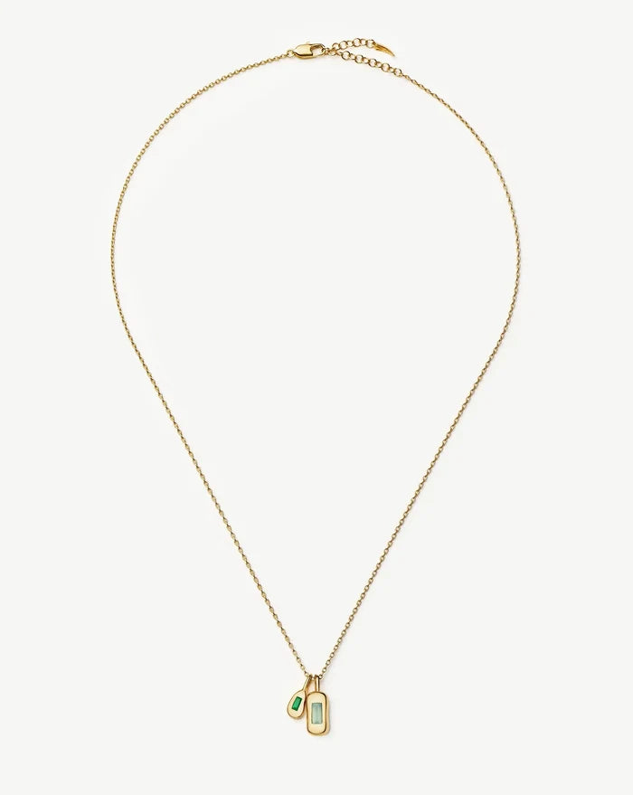 Molten Gemstone Bean Pendant Necklace | 18ct Gold Plated/Blue and Green Onyx Necklaces Missoma