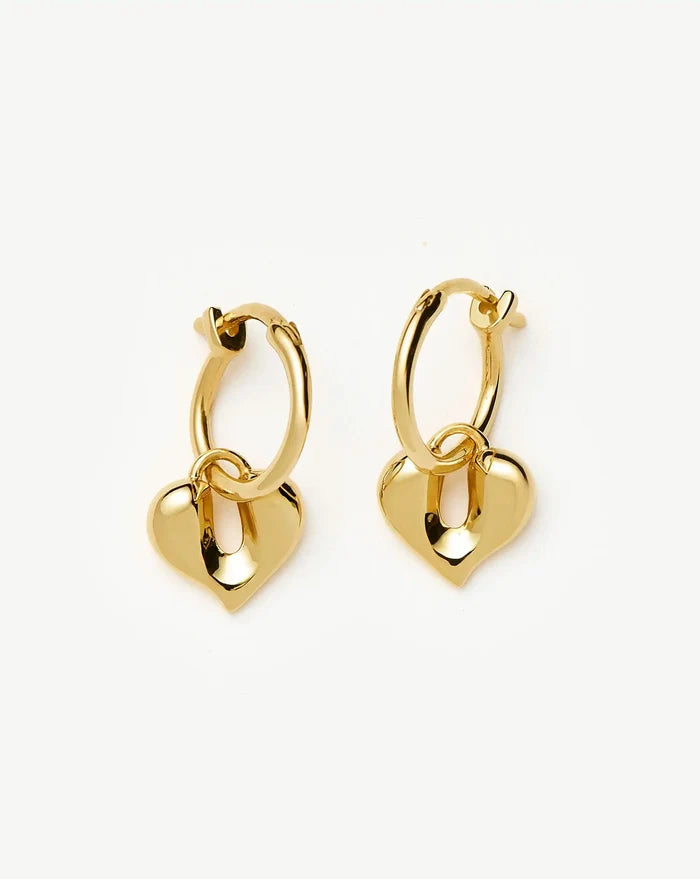 Molten Heart Charm Hoop Earrings | 18ct Gold Vermeil Earrings Missoma