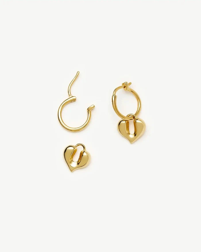 Molten Heart Charm Hoop Earrings | 18ct Gold Vermeil Earrings Missoma