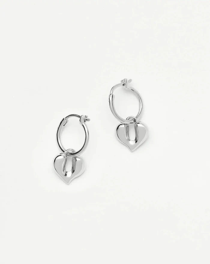 Molten Heart Charm Hoop Earrings | Sterling Silver Earrings Missoma