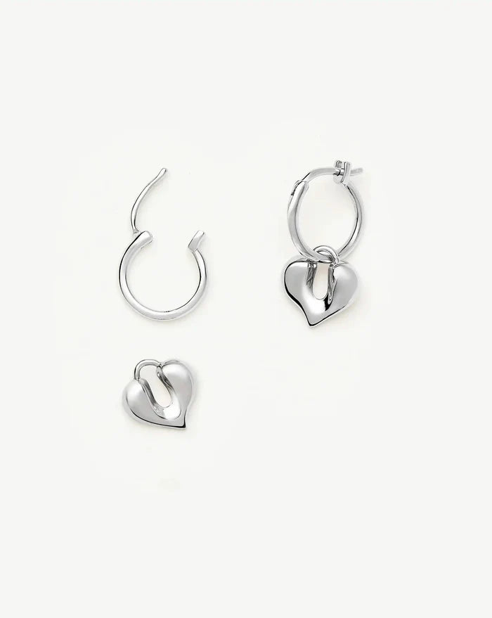 Molten Heart Charm Hoop Earrings | Sterling Silver Earrings Missoma