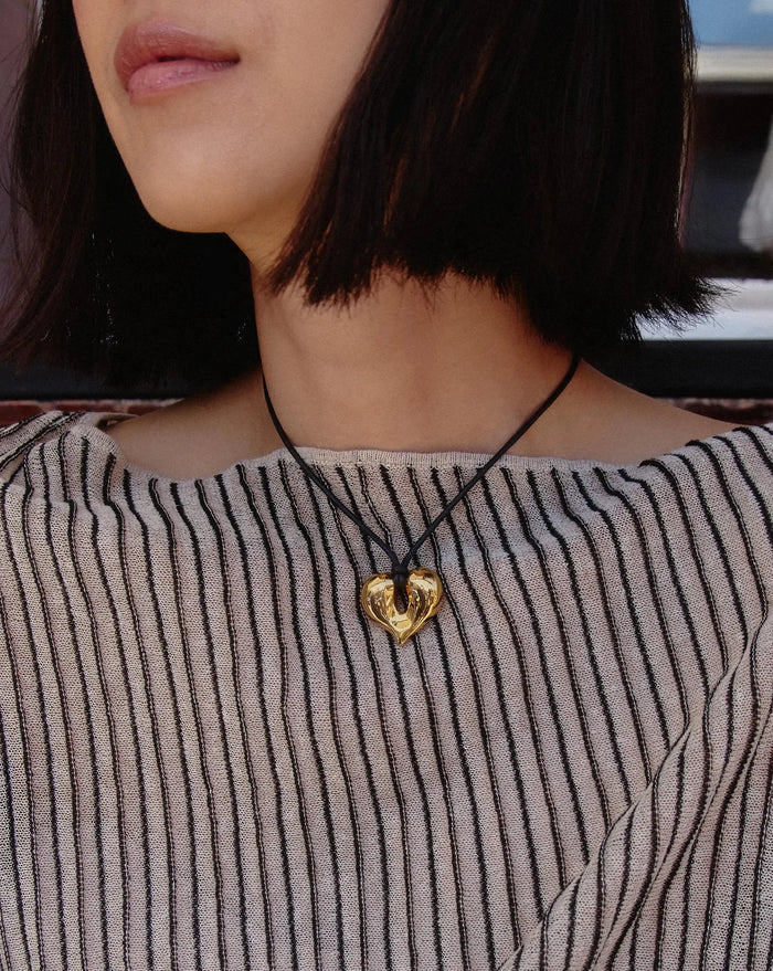 Molten Heart Pendant Cord Necklace | 18ct Gold Plated Necklace Missoma