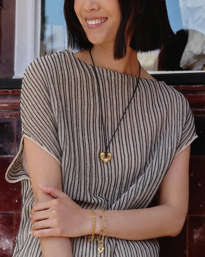 Molten Heart Pendant Cord Necklace | 18ct Gold Plated Necklace Missoma