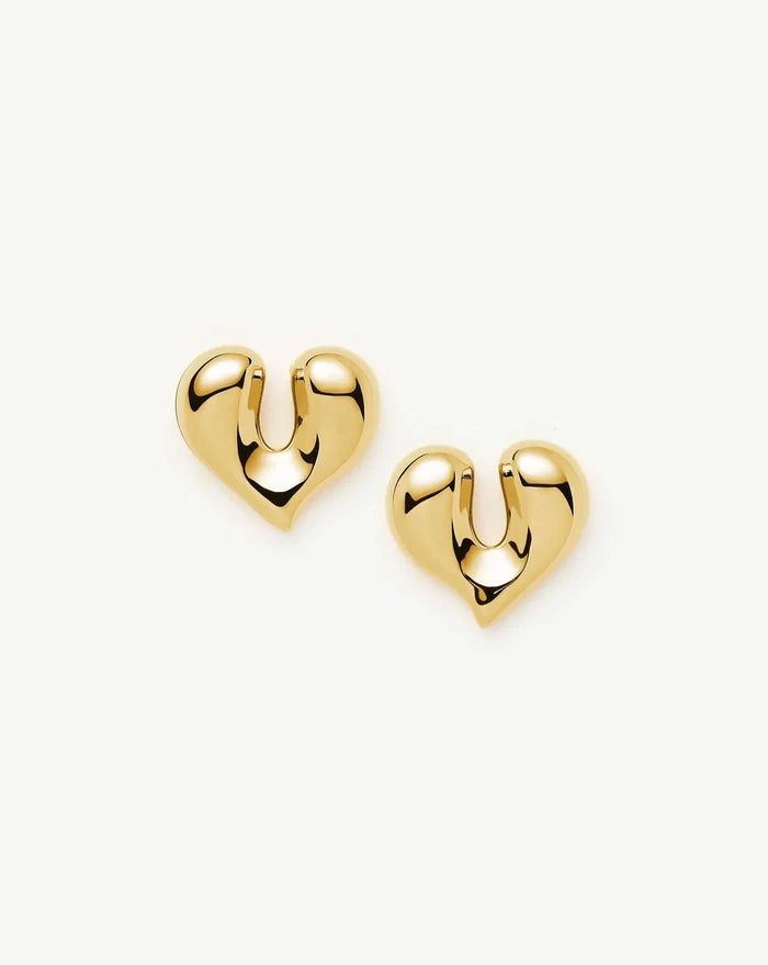 Molten Heart Stud Earrings | 18ct Gold Plated Earrings Missoma